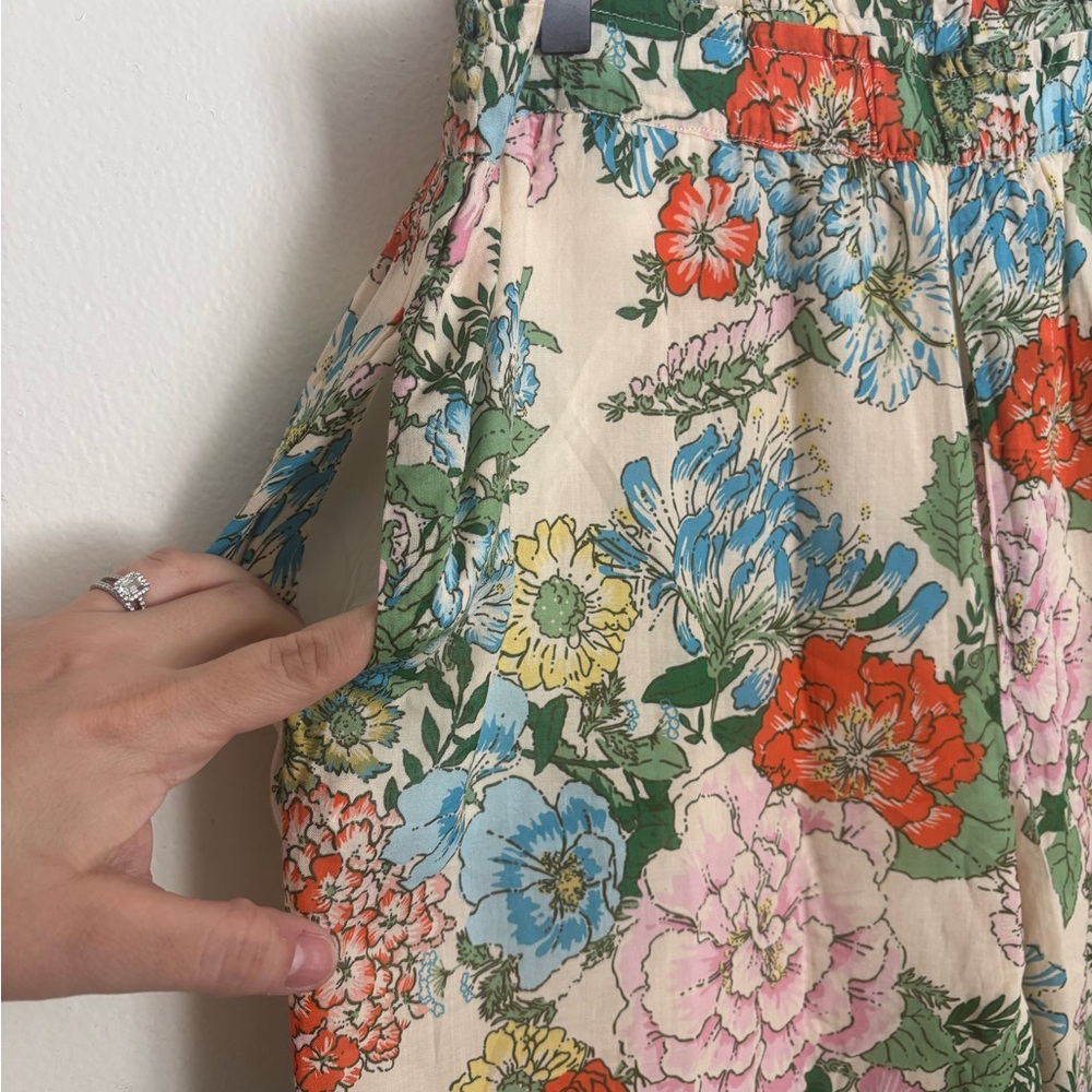 TROVATA Birds of Paradis Willa Vacation Resort Linen Floral Wide Pants Large AC - Picture 2 of 10
